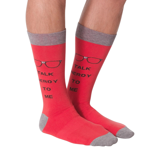 Close-up shot of the 'Talk Nerdy To Me' socks on a white background.