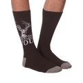 Flat lay of 'Buck You' socks, showing both socks.