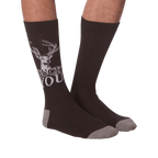 Flat lay of 'Buck You' socks, showing both socks.