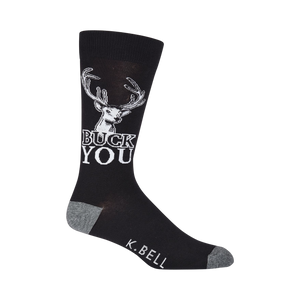 Close-up shot of a single 'Buck You' sock, showcasing design detail.