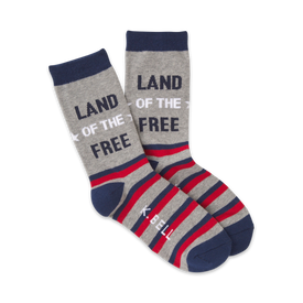 land of the free usa themed womens blue novelty crew socks