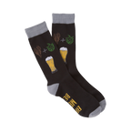 Flatlay product shot of two 'Bring Me A Beer' socks showcasing the design and color details.