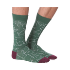 Back view of the Math Equations socks on a person's legs; displays the full design on the back of the socks.