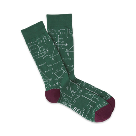 math equations geeky themed mens green novelty crew socks