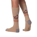 Lifestyle shot showing the socks on a person's legs, demonstrating how they look when worn.