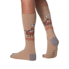 Lifestyle shot showing the socks on a person's legs, demonstrating how they look when worn.