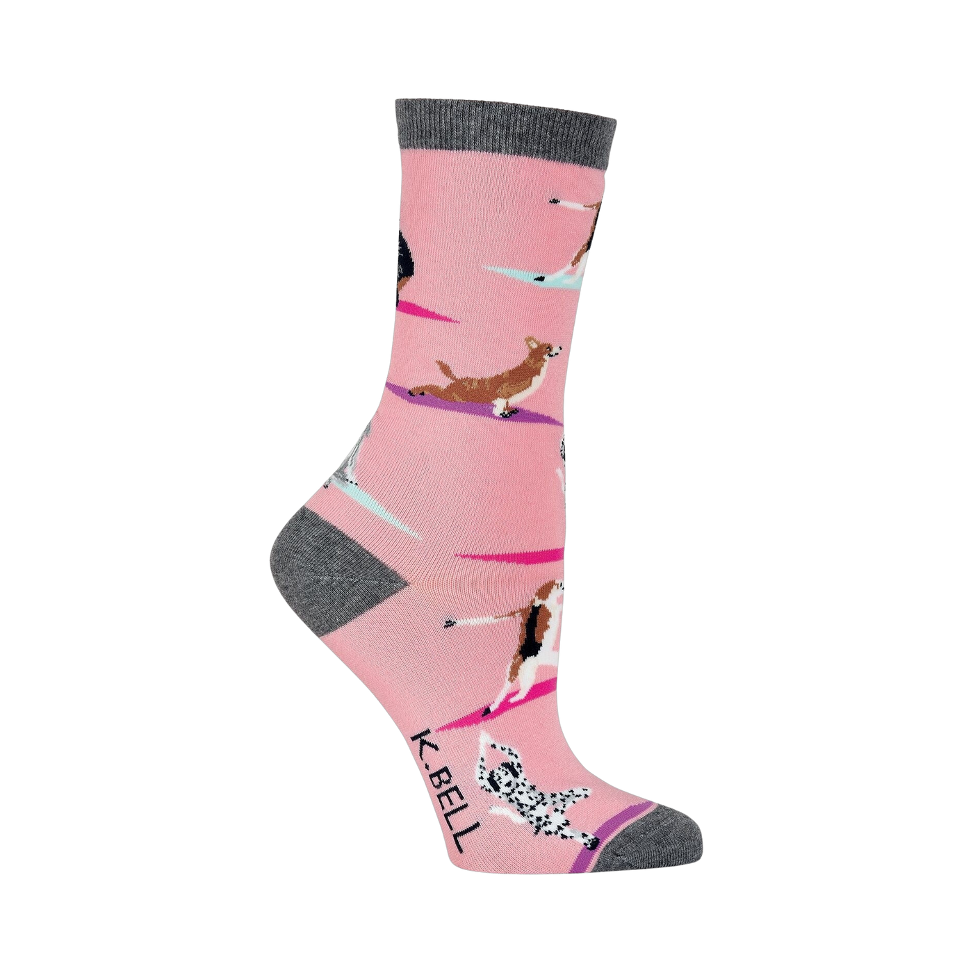 Close-up detail of Yoga Dogs socks highlighting the dog yoga poses.
