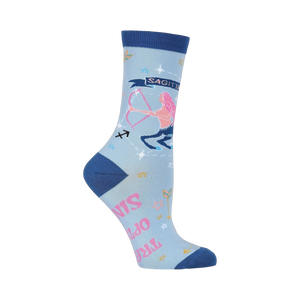 Close-up of a single Sagittarius sock highlighting the design.