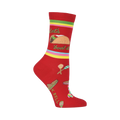 Close-up view of the 'Let's Taco Bout It' socks, highlighting the design details.