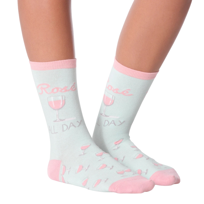 Flat lay of 'Rose All Day' socks showing the design details.