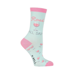 Close-up side view of a single 'Rose All Day' sock highlighting the design.