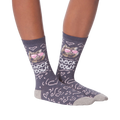 Another lifestyle shot of the socks on a person's legs from a different angle.