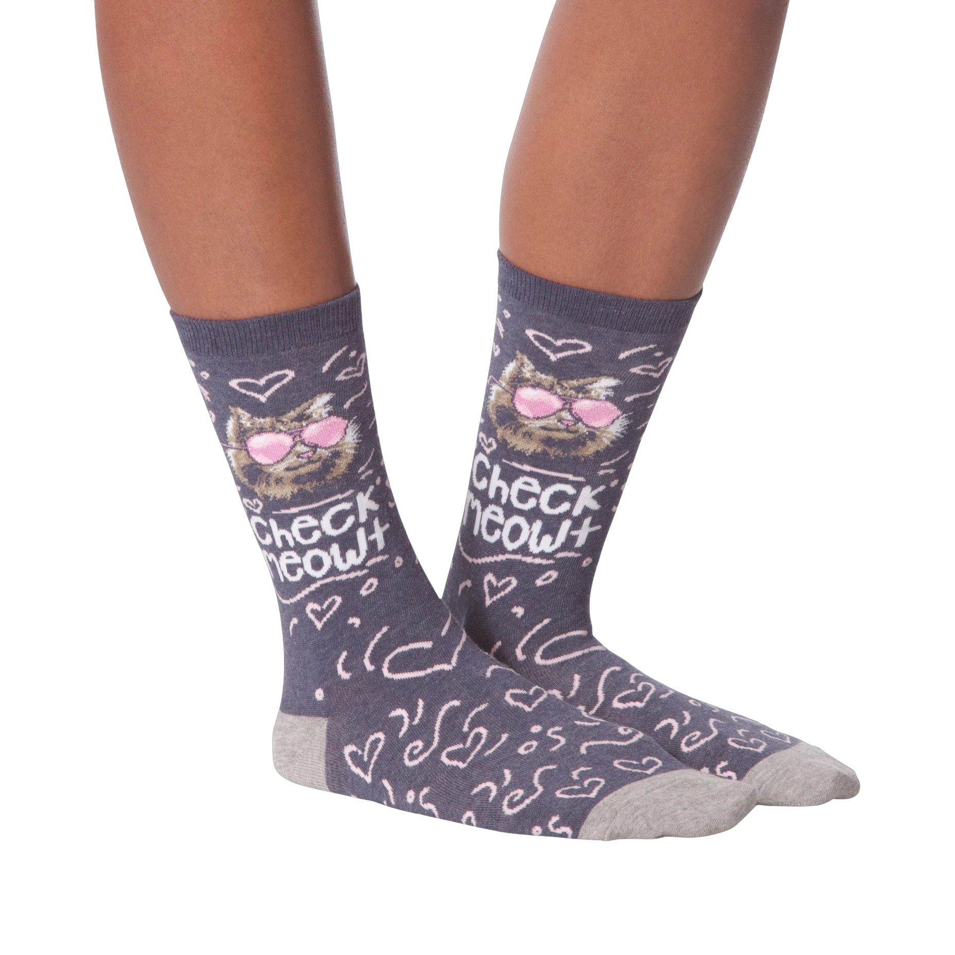 Another lifestyle shot of the socks on a person's legs from a different angle.