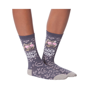 Another lifestyle shot of the socks on a person's legs from a different angle.