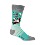 Close-up of a single 'In Dog Beers I've Had 1' sock, showcasing the design detail.