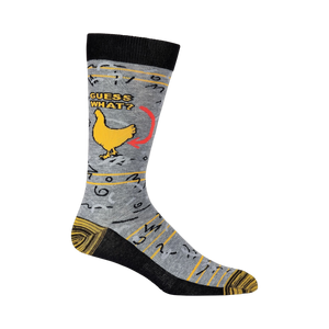Close-up of a single 'Guess What? Chicken Butt' sock showcasing the design details.