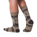 Lifestyle shot of a person wearing the Einstein socks, showcasing how they look on the feet.