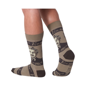 Lifestyle shot of a person wearing the Einstein socks, showcasing how they look on the feet.