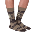 Back view of the Einstein socks on a model, highlighting the full design on the back of the socks.