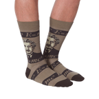 Back view of the Einstein socks on a model, highlighting the full design on the back of the socks.