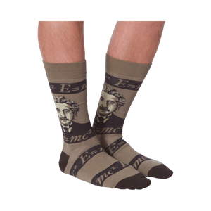 Back view of the Einstein socks on a model, highlighting the full design on the back of the socks.