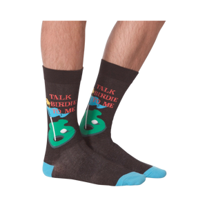 Another lifestyle shot of the socks on a person's feet from a different angle.