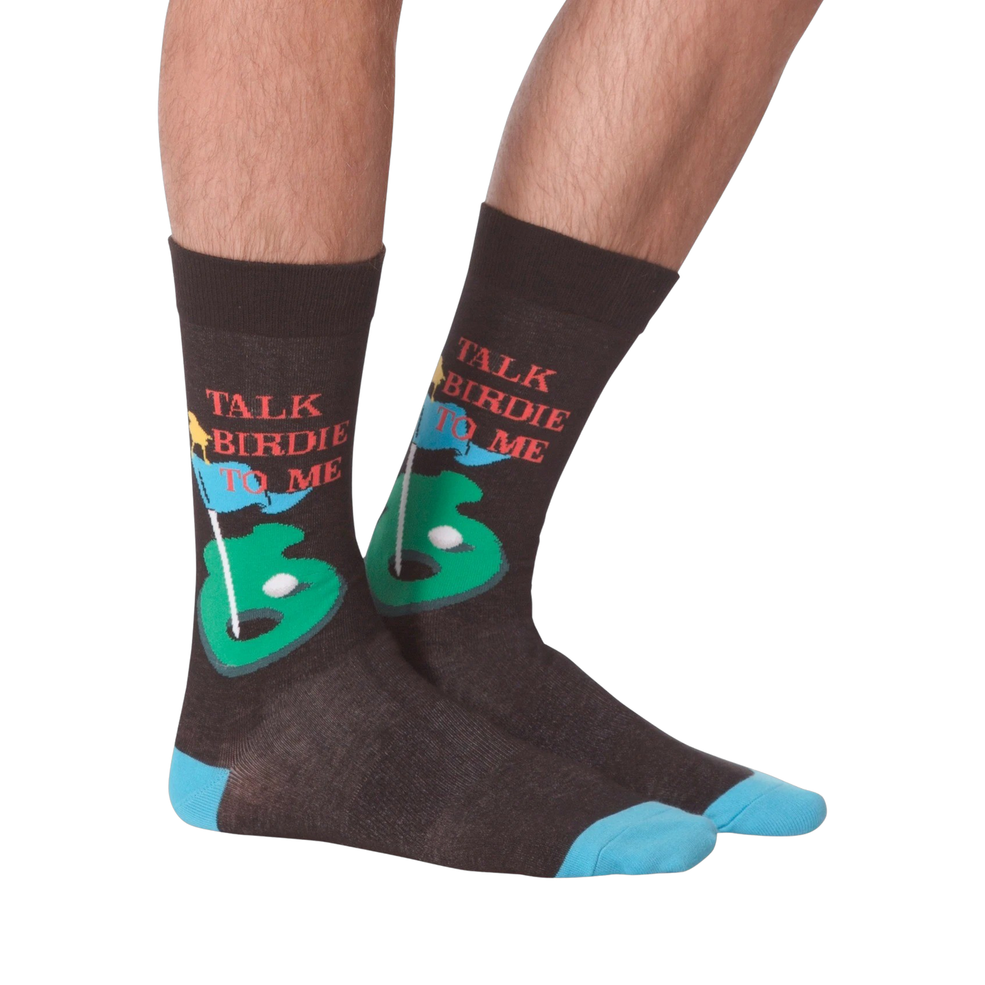 Another lifestyle shot of the socks on a person's feet from a different angle.