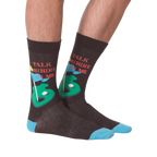 Another lifestyle shot of the socks on a person's feet from a different angle.