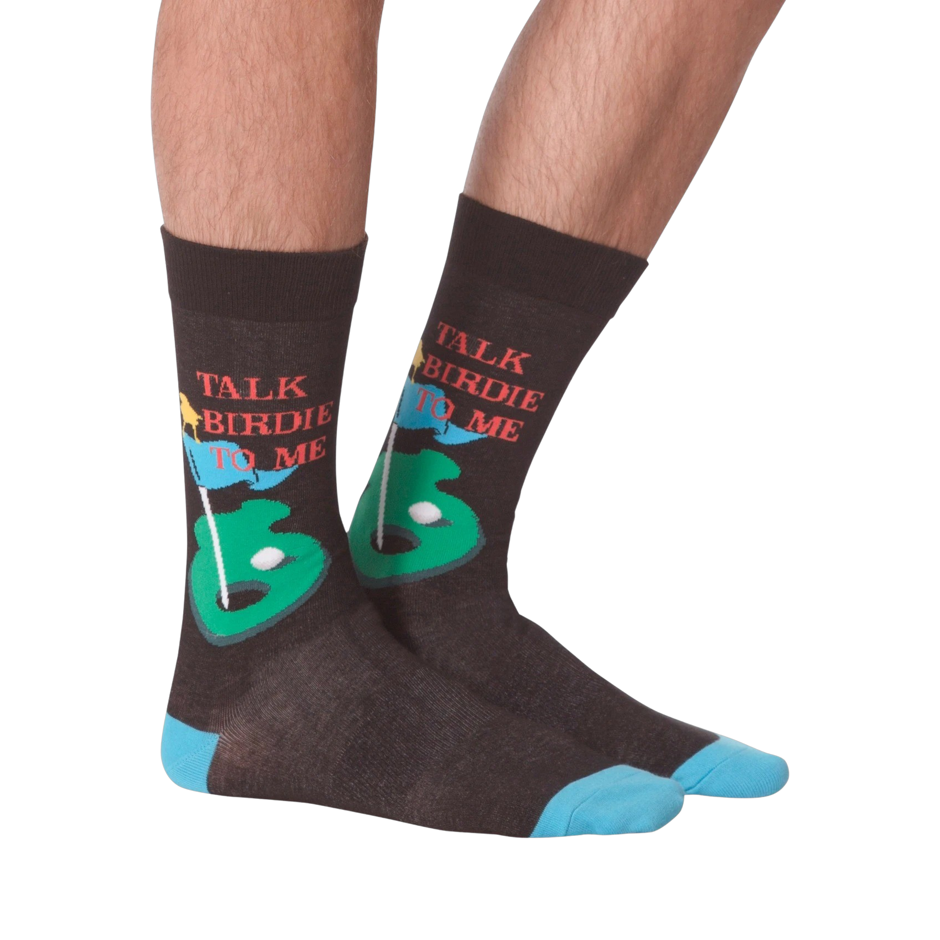 Another lifestyle shot of the socks on a person's feet from a different angle.