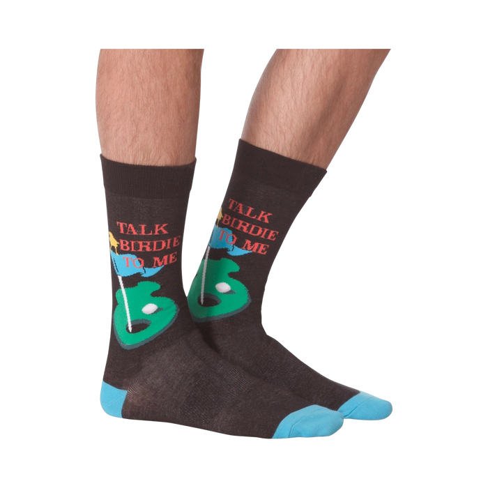 Another lifestyle shot of the socks on a person's feet from a different angle.