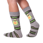 Avocardio socks on a person's legs. Shows the socks' fit and style.