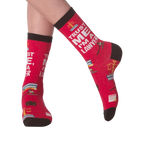 Lifestyle shot showing the socks on a person's legs, showcasing how they look when worn.