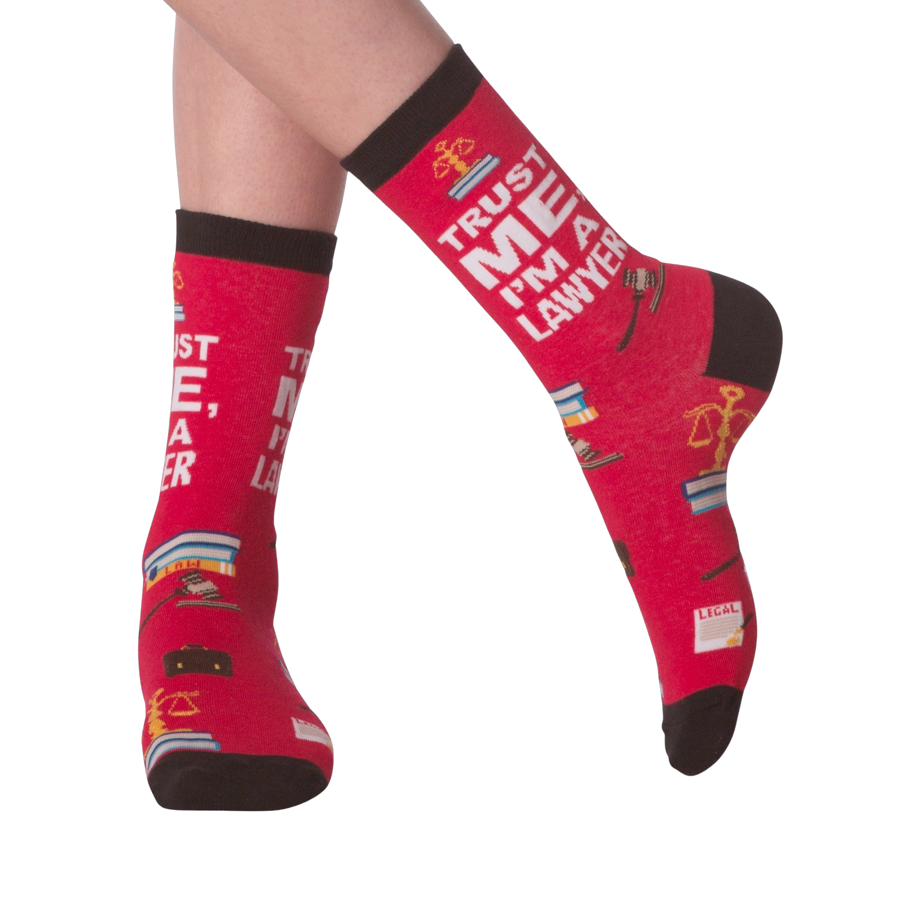 Lifestyle shot showing the socks on a person's legs, showcasing how they look when worn.