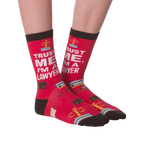 Another lifestyle shot showing the socks on a person's legs from a slightly different angle.