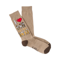 Tan crew socks with a brown cuff. The design includes 'I heart Draft Beer' and a graphic of beer taps and glasses.
