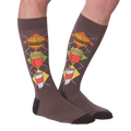 A flat lay image showing both Junk Food socks together, highlighting the details of the argyle pattern.