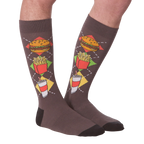 A flat lay image showing both Junk Food socks together, highlighting the details of the argyle pattern.