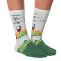 Flat lay image of a pair of 'Nine to Wine' socks.