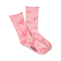 Pair of crew socks in pastel pink and light blue tie-dye patterns. Small logo visible on the bottom.