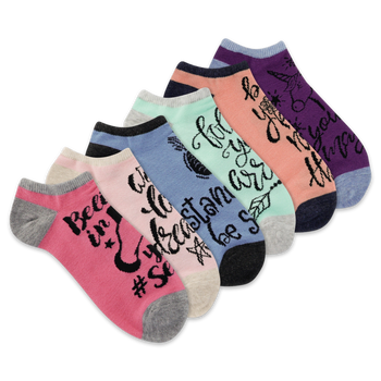  women's inspirational ankle socks with colorful and motivational quotes.  