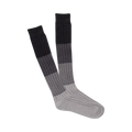Pair of knee-high socks in a marl block pattern. The socks are primarily gray and black with a subtle color gradient.