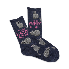 too peoply cat themed womens blue novelty crew socks