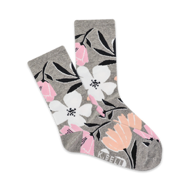 jumbo floral floral themed womens grey novelty crew socks