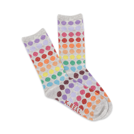 circle rainbow colorful themed womens grey novelty crew socks