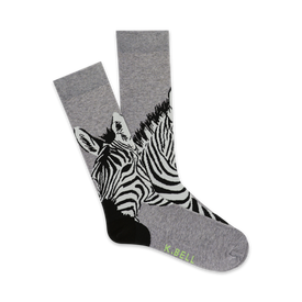 zebra zebra themed mens grey novelty crew socks