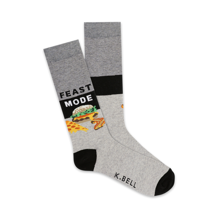 men's gray crew socks with black toes and heels feature 