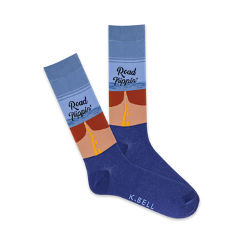 road trippin' camping themed mens blue novelty crew socks