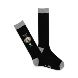 happy hour is calling alcohol themed mens black novelty crew socks