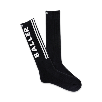 baller workout themed mens black novelty crew socks