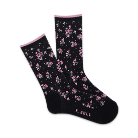 ditsy floral floral themed womens pink novelty crew socks